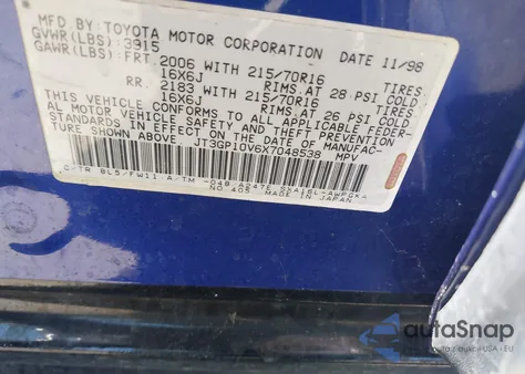 1999 Toyota Rav4 из США, поврежденный, VIN JT3GP10V6X7048538